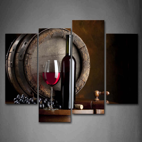 Wine Barrels And Grapes