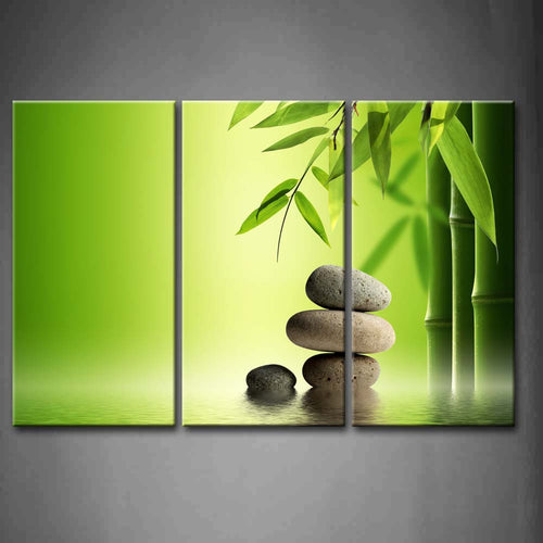 Green Spa Bamboo Zen Stone Canvas